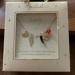 Juilliet “Luck” Semi Precious Cubic Zirconia Silver Plated Necklace 18”+2” Ext